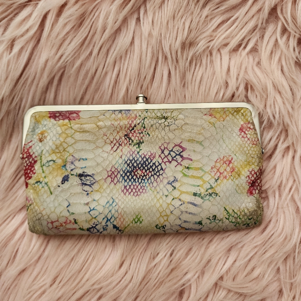 Hobo Lauren floral snake texture double frame wallet - Picture 2 of 15